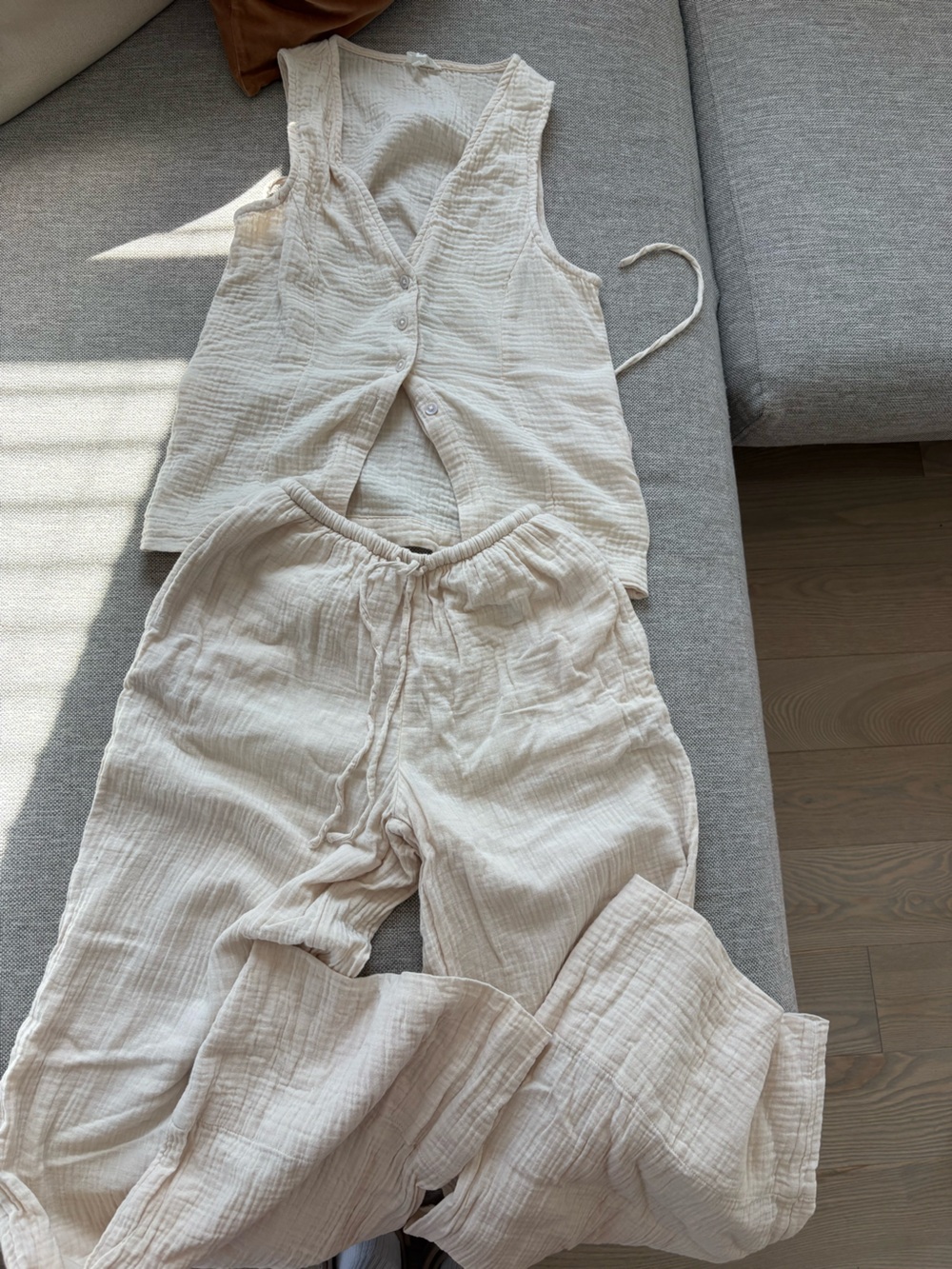 Aerie Cotton Pants & Vest Set XXS/XS